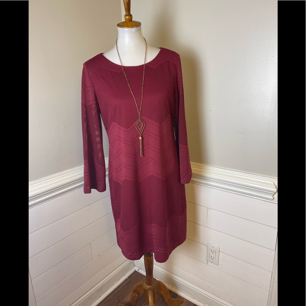 Ronni Nicole Maroon Perforated Design Dress 12 FREE SHIP